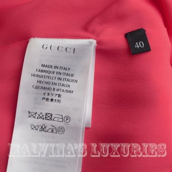 GUCCI SHIRT DRESS RUFFLE DETAIL RED CORAL COTTON CLUNY LACE sz IT 40 US 4 - Picture 10 of 12